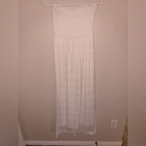 Espresso Creamy‎ White Embroidered Strapless Maxi Dress w/Liner size Medium